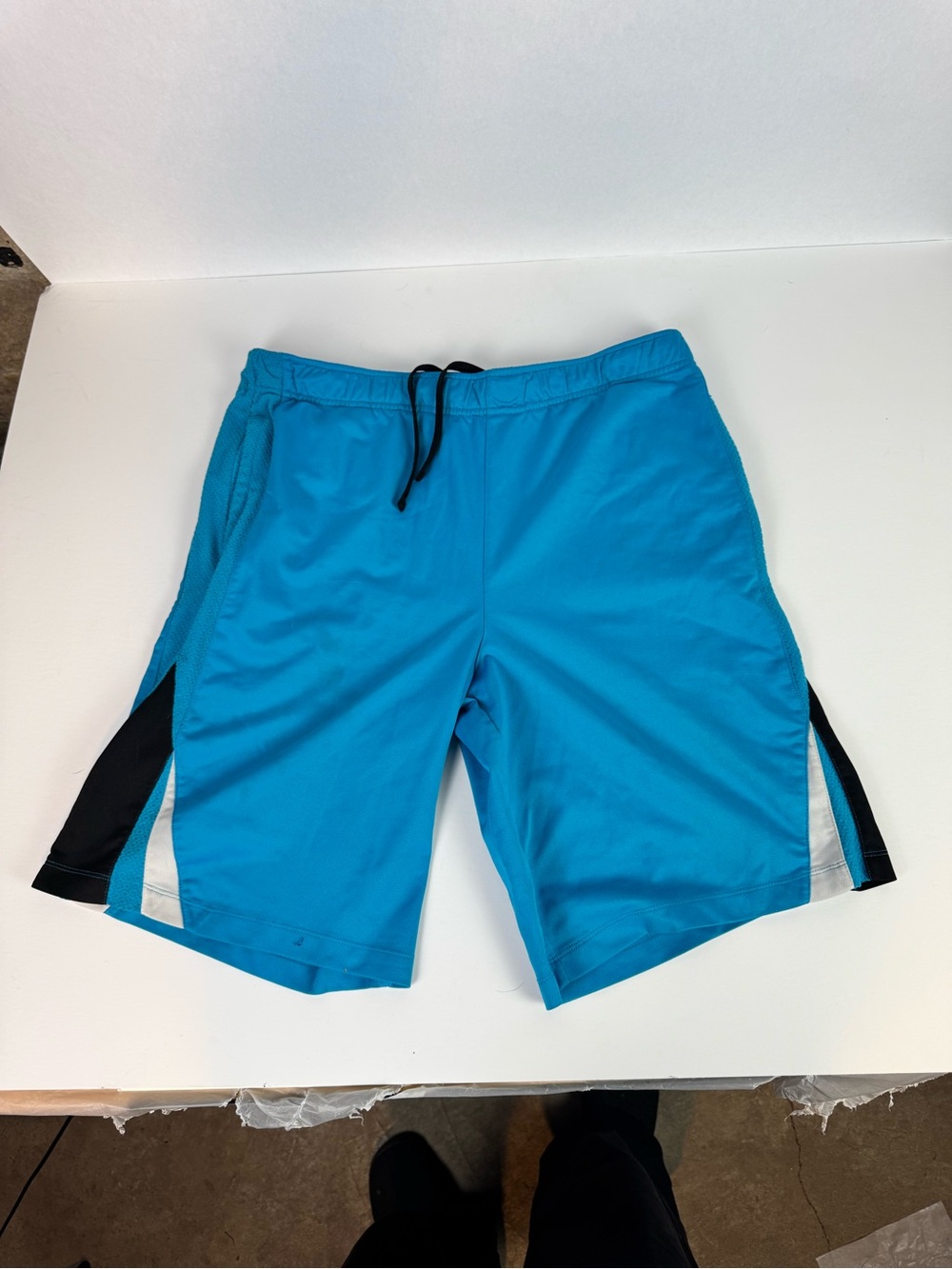 Layer 8 Turquoise Terry-Fabric Athletic Shorts with Black Drawcord - medium